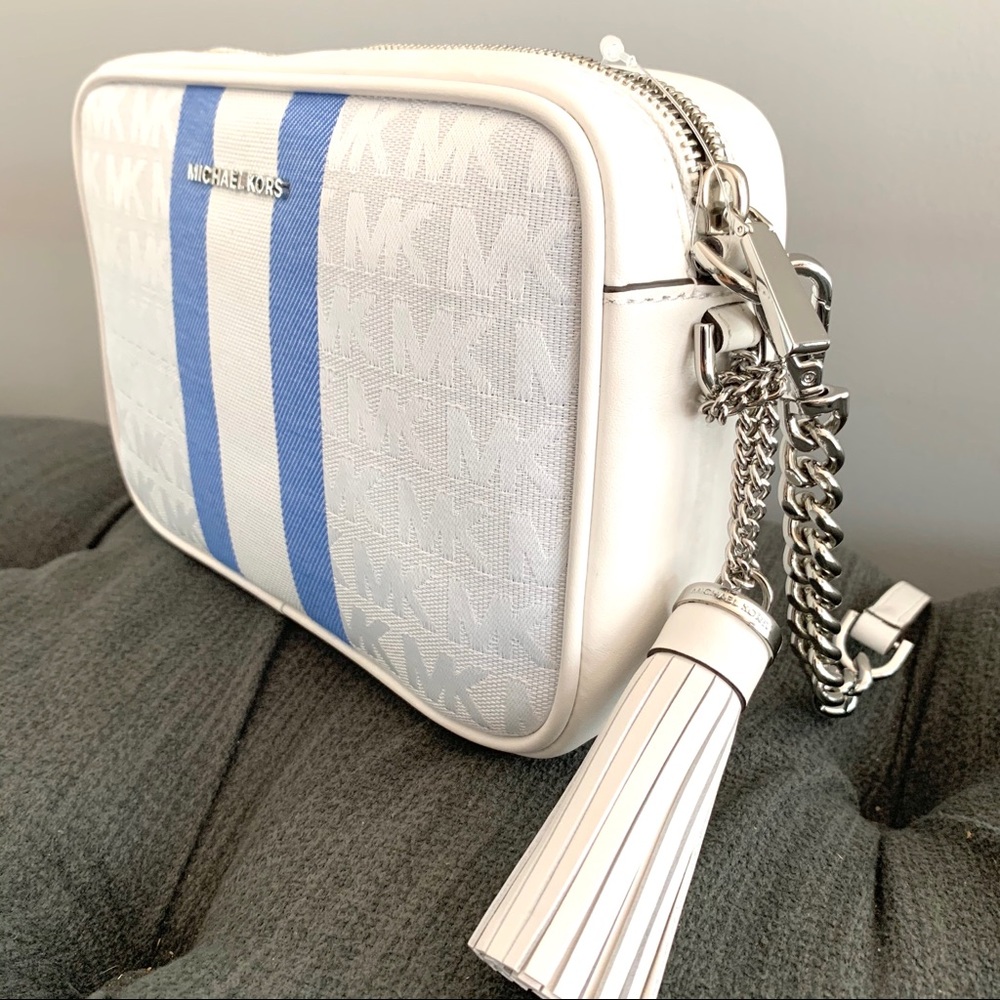 NWT MK monogram camera bag white blue silver - Picture 4 of 7